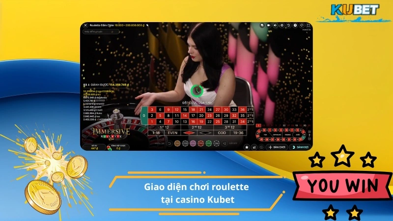 Giao diện chơi roulette tại casino Kubet