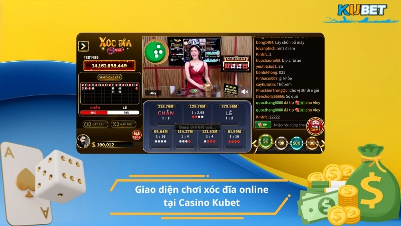 Giao diện chơi xóc đĩa online tại Casino Kubet