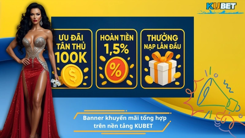 Banner khuyến mãi tổng hợp trên nền tảng KUBET