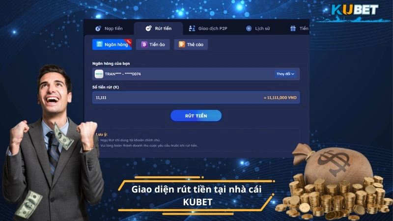 Giao diện rút tiền tại nhà cái KUBET