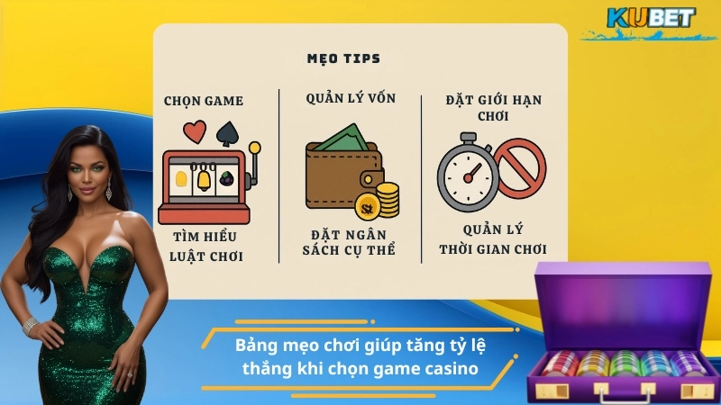 Bảng mẹo chơi giúp tăng tỷ lệ thắng khi chọn game casino