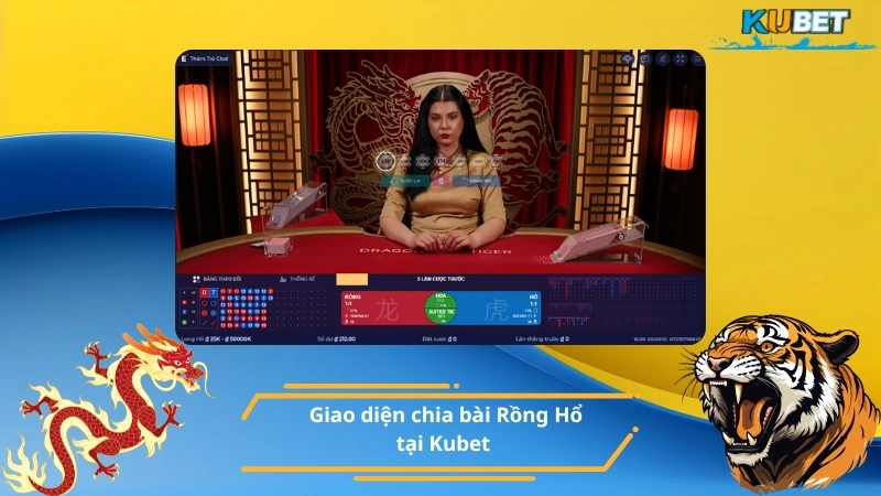 Giao diện chia bài Rồng Hổ tại Kubet