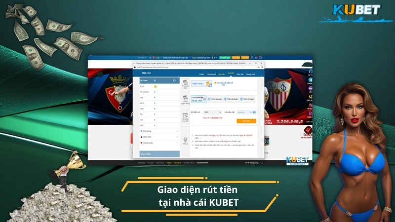 Giao diện rút tiền tại nhà cái KUBET