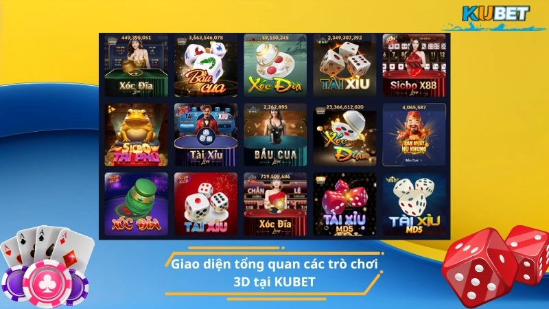 Giao diện tổng quan các trò chơi 3D tại KUBET