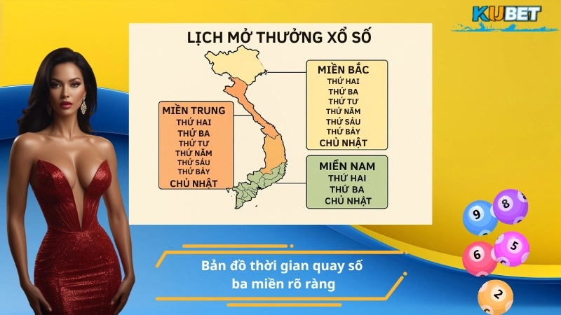 Bản đồ thời gian lịch quay xổ số 3 miền rõ ràng